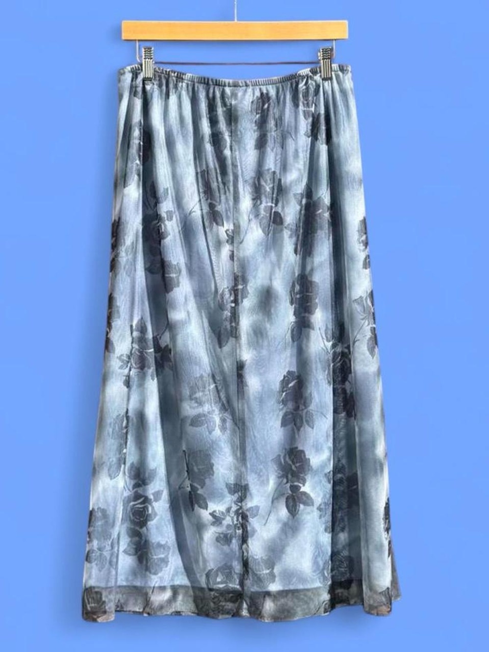 Light Blue Floral Maxi Skirt